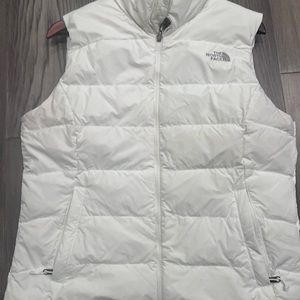 Women’s White North Face Puffer Vest, Size Large